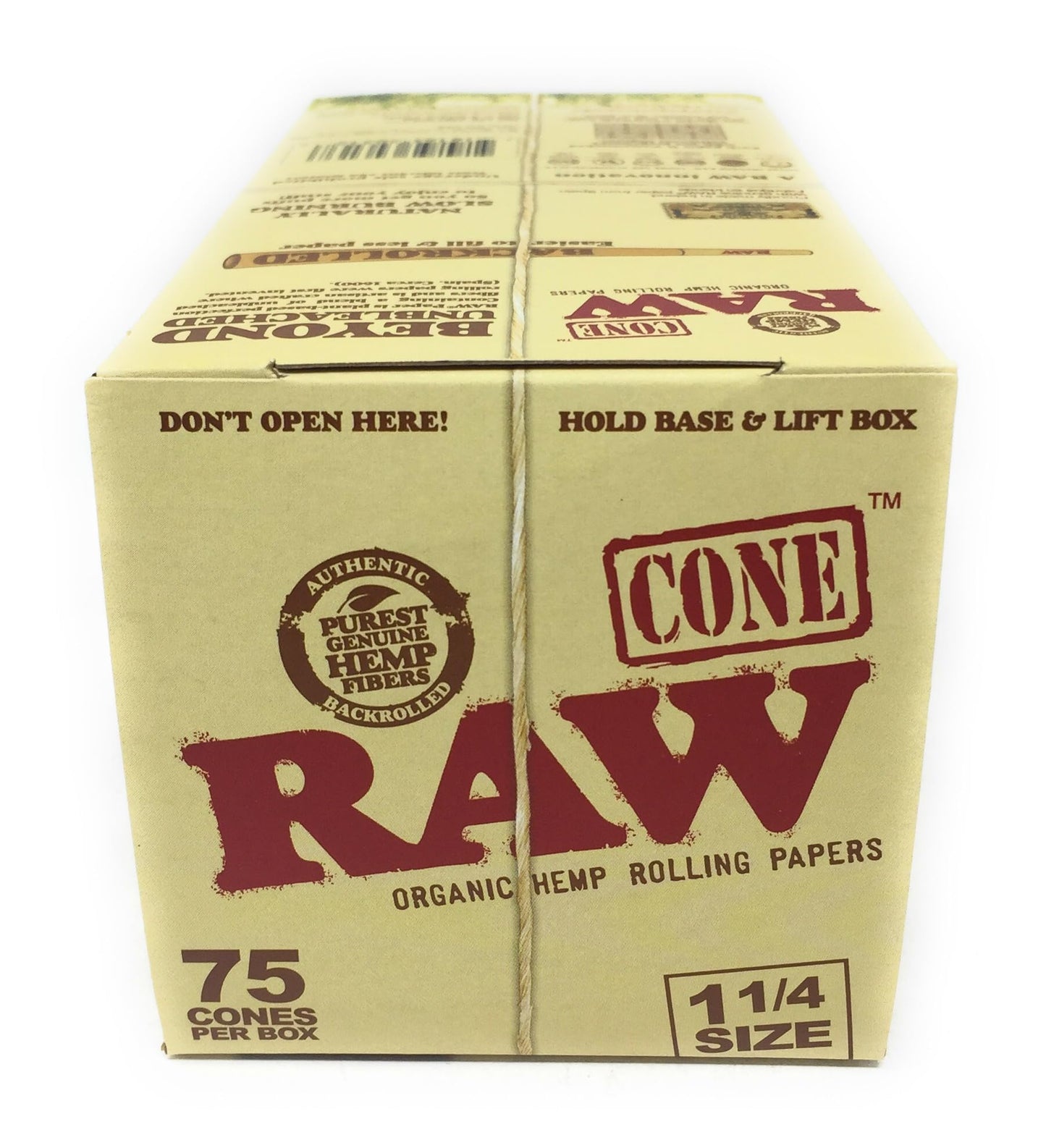 Raw RAW Organic Hemp 1 1/4 Pre Roll Cones With Tips - 75 Cones Per Box