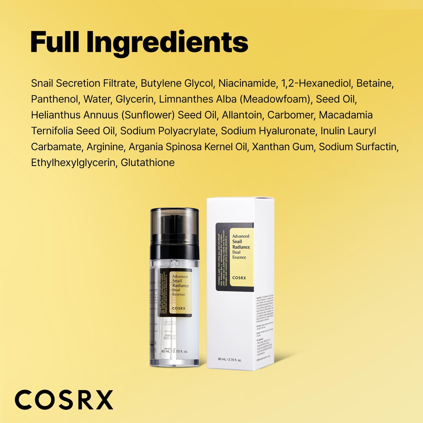 COSRX Advanced Snail Radiance Dual Essence – 80 mL / 2.7 fl. oz | Brightening & Hydrating Korean Skincare