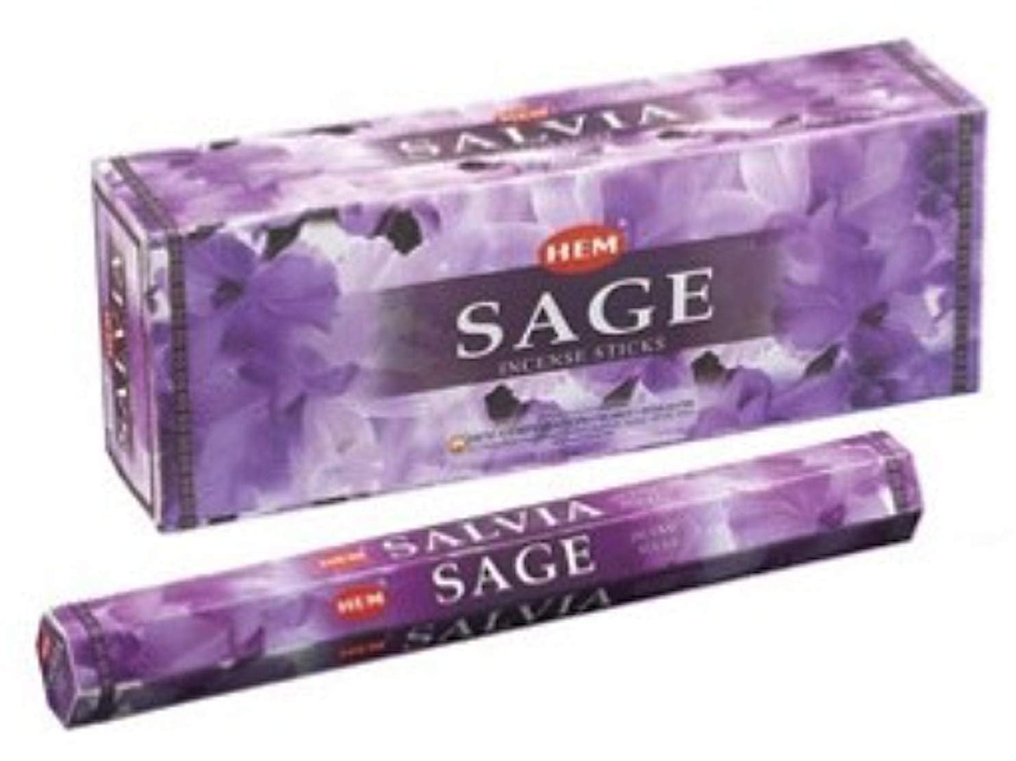 Sage - Box of Six 20 Stick Hex Tubes - HEM Incense Hand Rolled In India