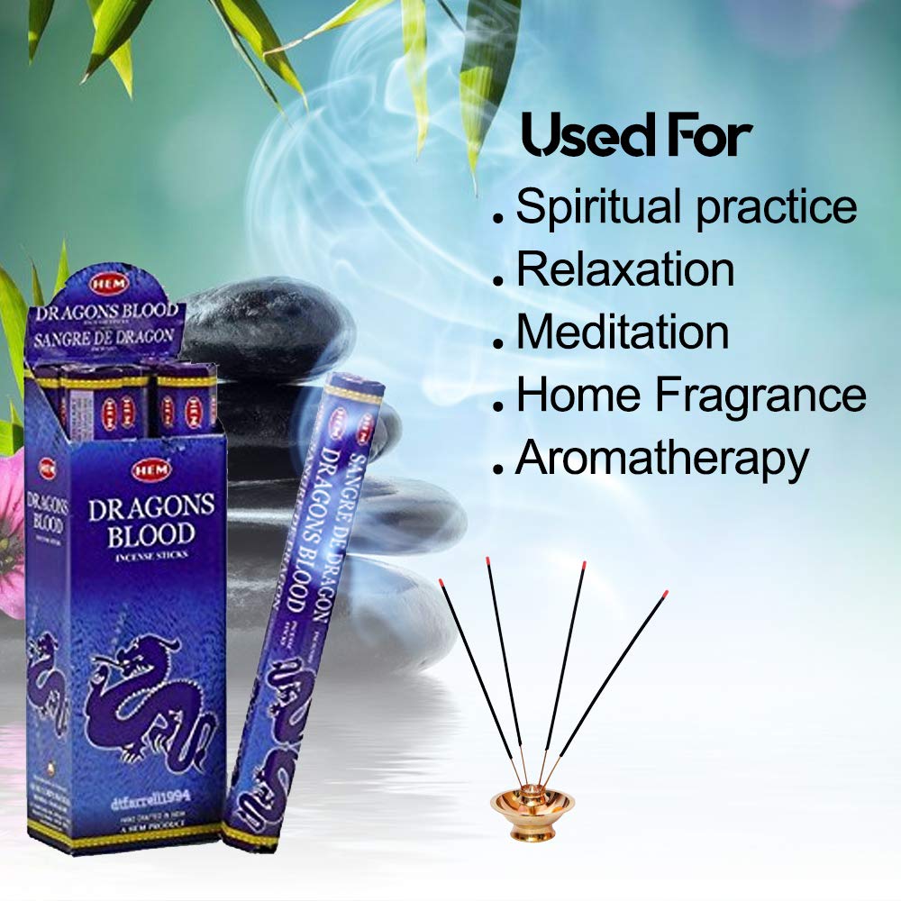 120 Incense Sticks Bulk Pack, HEM, Zen Aromatherapy, 6 Boxes of 20 Sticks -Dragon's Blood Blue