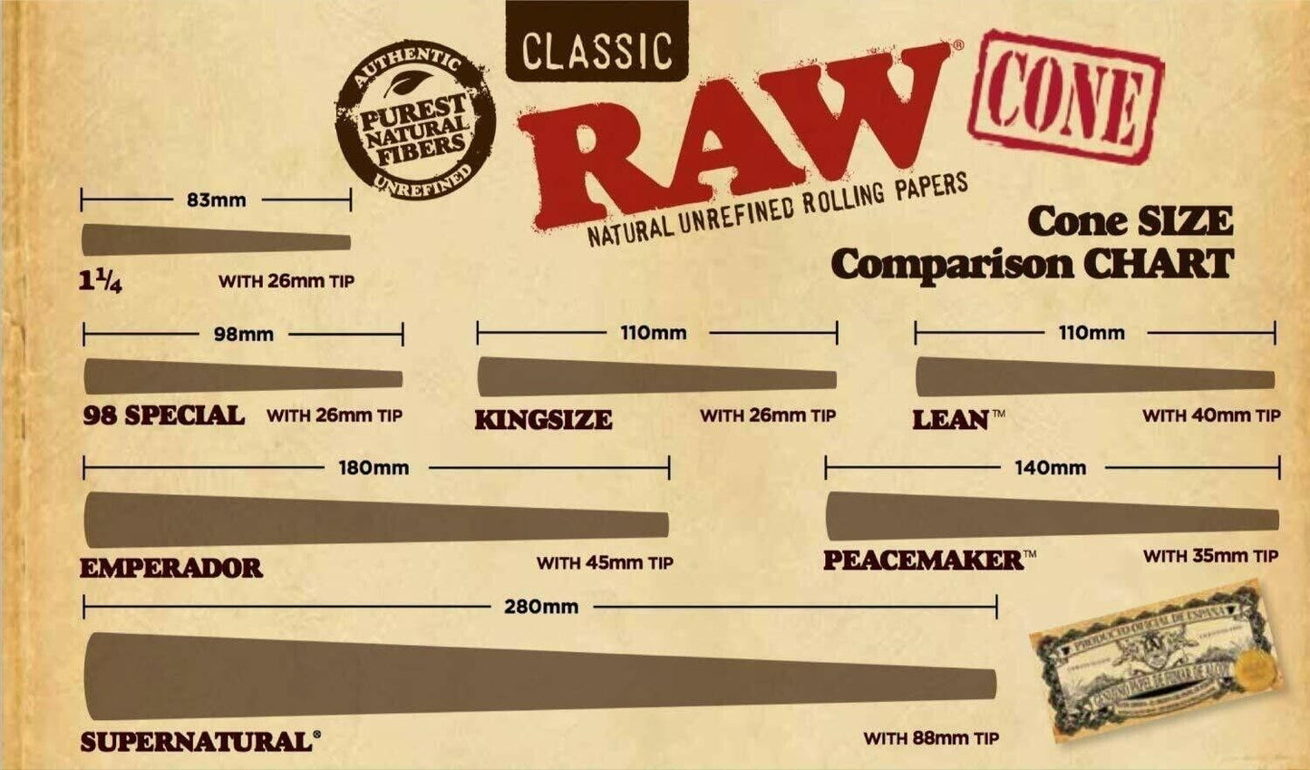 RAW Classic King Size Pre Roll Cones - Unbleached & Natural - 75 Pack | Easy to Fill, Slow Burn, All-Natural Rolling Papers