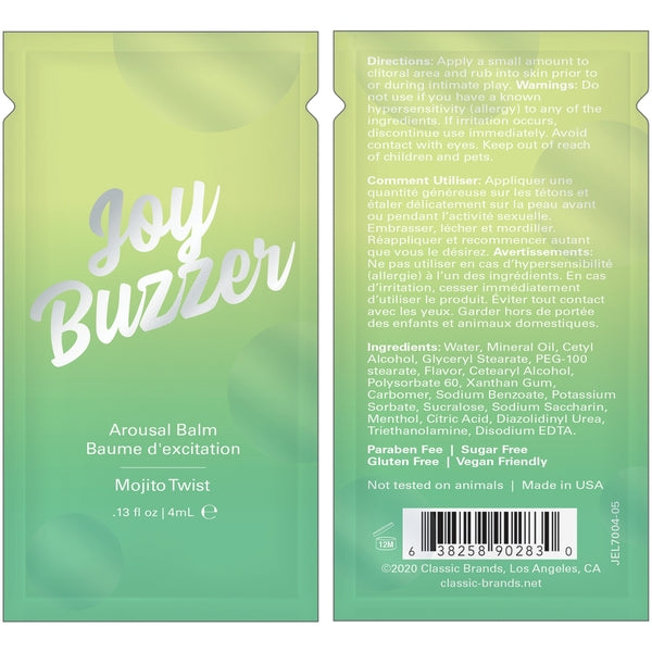 JOY BUZZER Clitoral Arousal Balm - Mojito Twist Foil - 0.13 floz l 4 mL