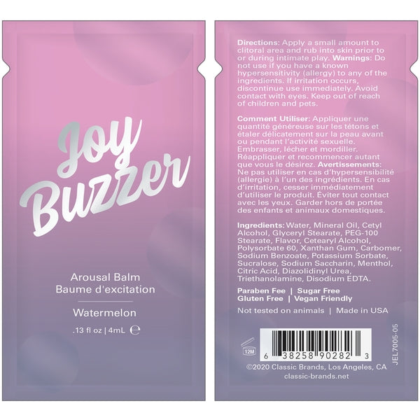 JOY BUZZER Clitoral Arousal Balm - Watermelon - Foil - 0.13 floz l 4 mL