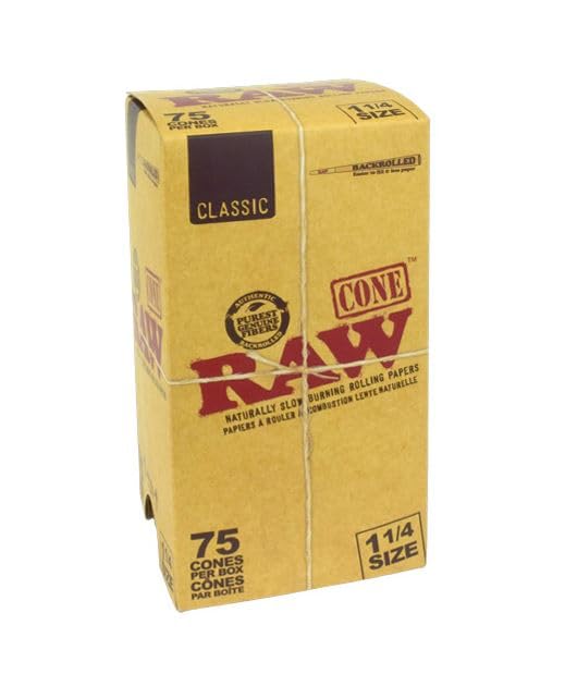 RAW Classic 1¼ Pre-Rolled Cones (75 Count Box)