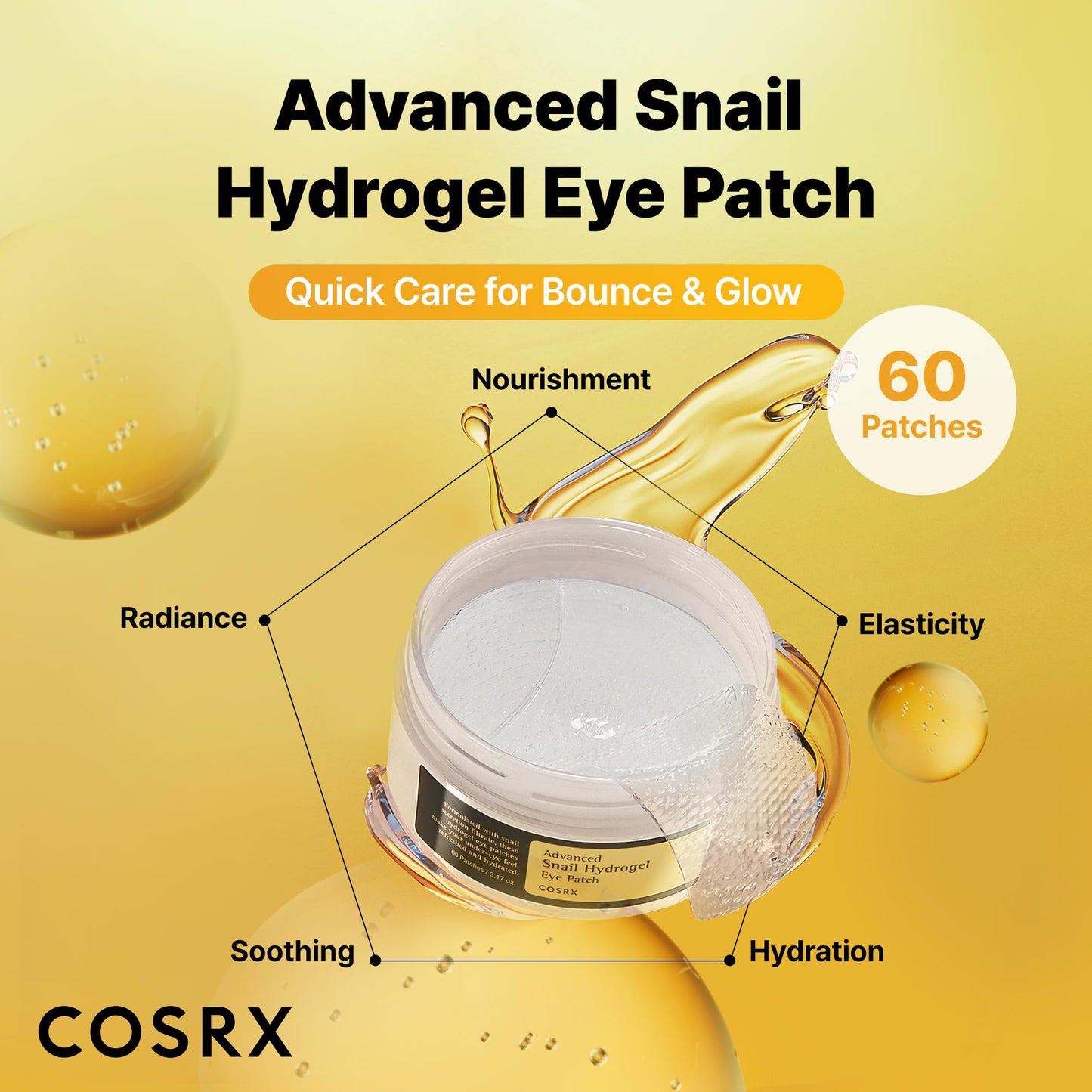 Advanced Snail Hydrogel Eye Patch by Cosrx for Unisex - 60 Pc Patches