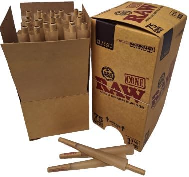 RAW Classic 1¼ Pre-Rolled Cones (75 Count Box)