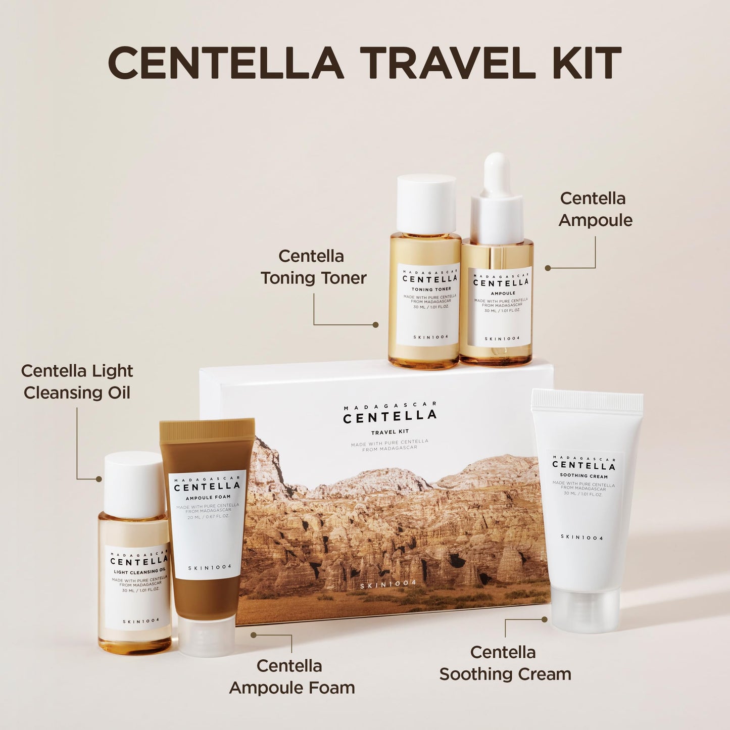 SKIN1004 Madagascar Centella Travel Kit | 5 pcs Skincare Set