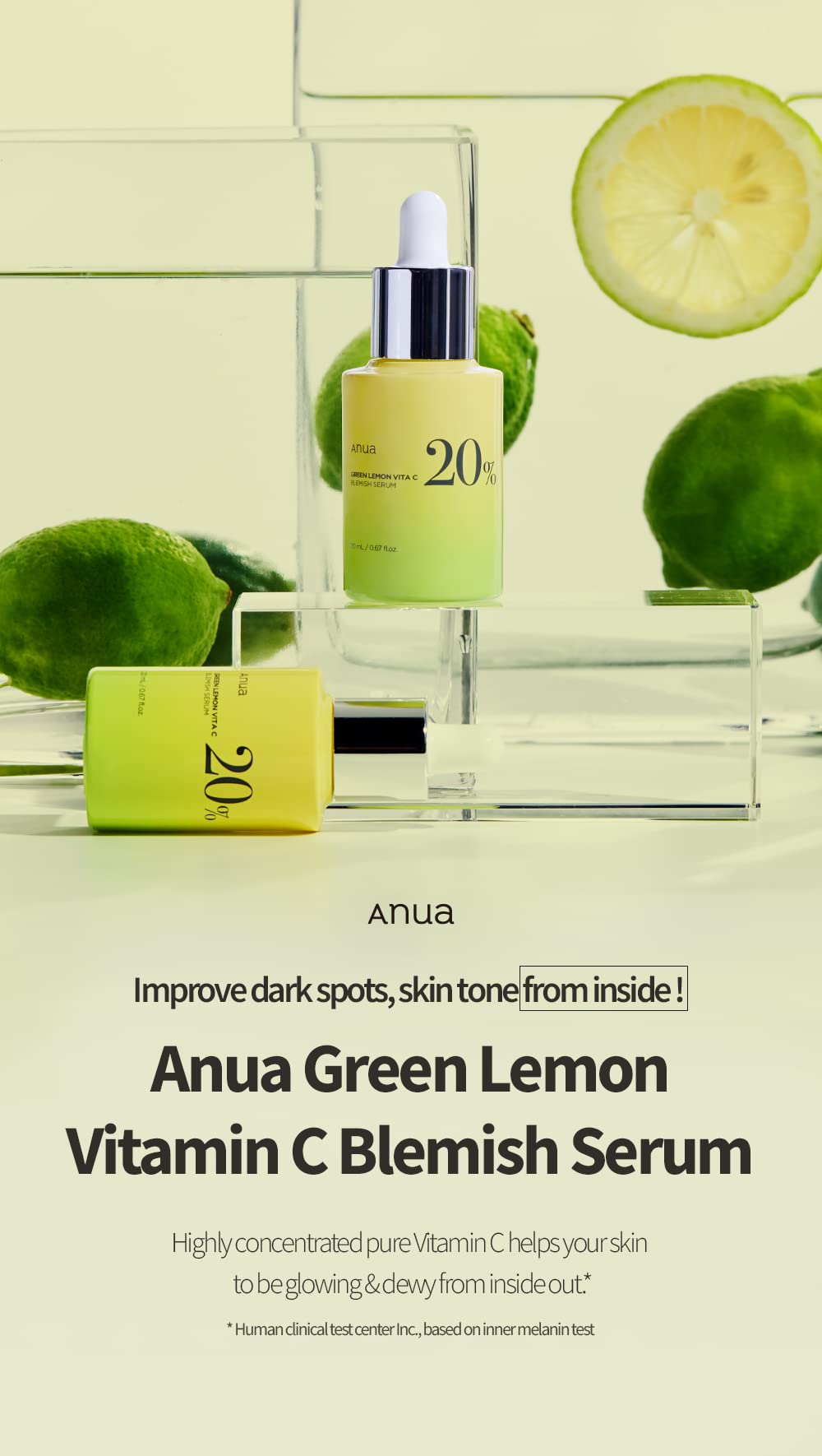 ANUA Green Lemon Vitamin C Serum with Vitamin E, Hyaluronic & Ferulic Acid (0.67 fl.oz / 20ml)