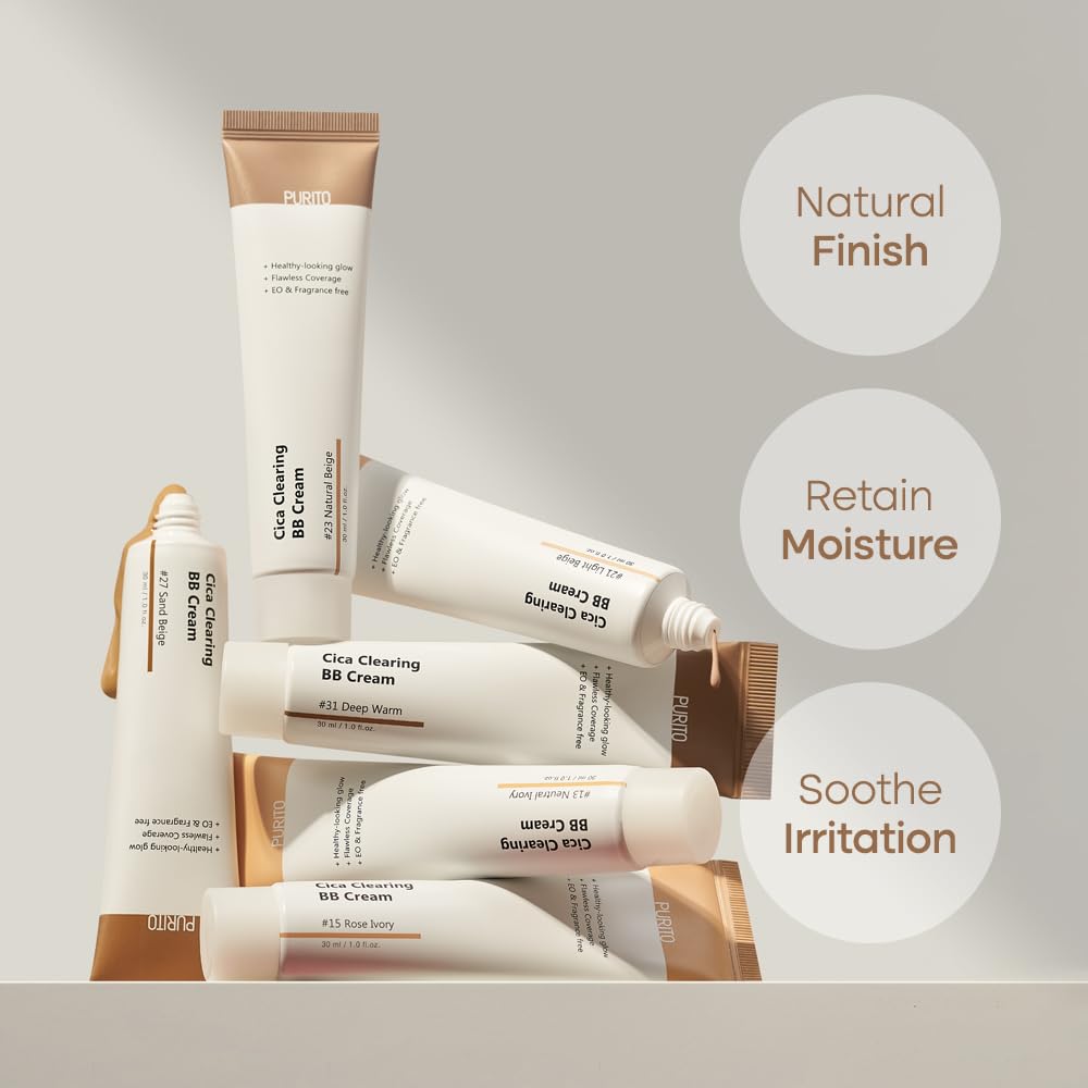 Purito Cica BB Cream #23 Natural Beige | Lightweight Korean BB Cream for Sensitive Skin | Natural Finish, Hydrating Texture, Everyday Wear (30ml)