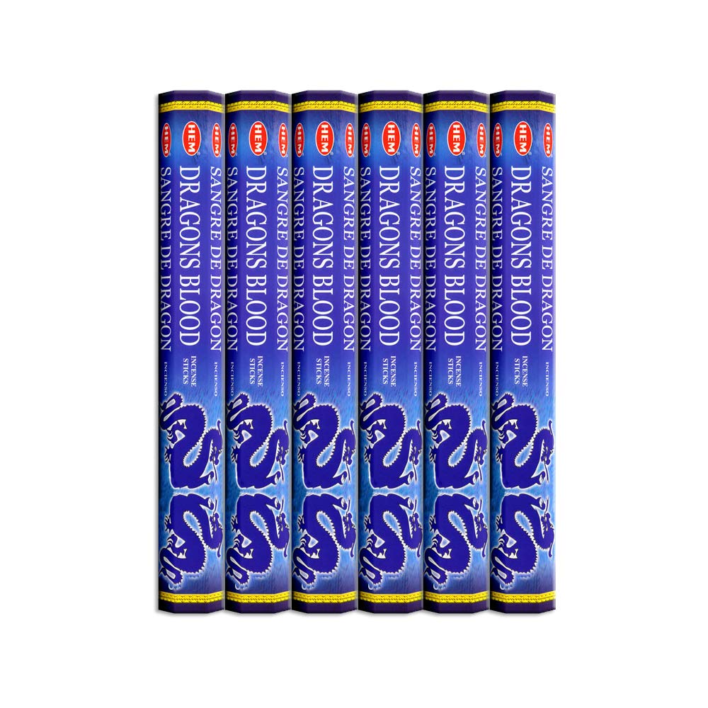 120 Incense Sticks Bulk Pack, HEM, Zen Aromatherapy, 6 Boxes of 20 Sticks -Dragon's Blood Blue