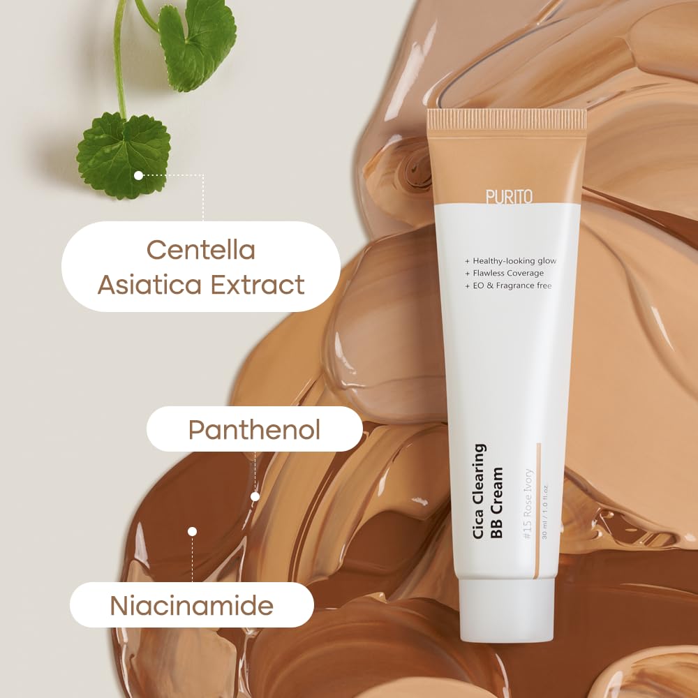 Purito Cica BB Cream #23 Natural Beige | Lightweight Korean BB Cream for Sensitive Skin | Natural Finish, Hydrating Texture, Everyday Wear (30ml)