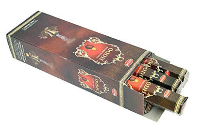 Oodh (Aloeswood) - Box of Six 20 Stick Hex Tubes - Hem Incense Hand Rolled in India