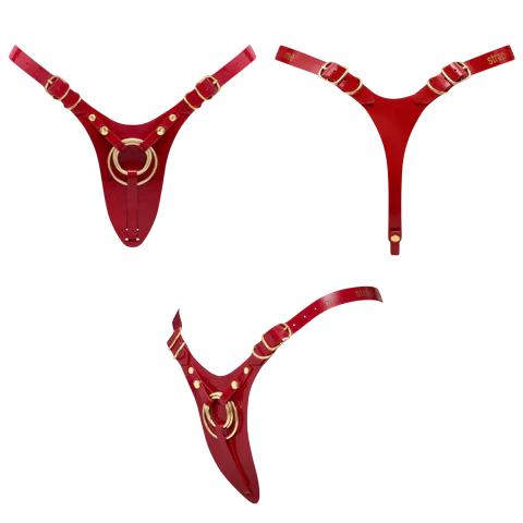 LEATHERETTE HARNESS FABULOUS - ONE SIZE - RED GLOSSY