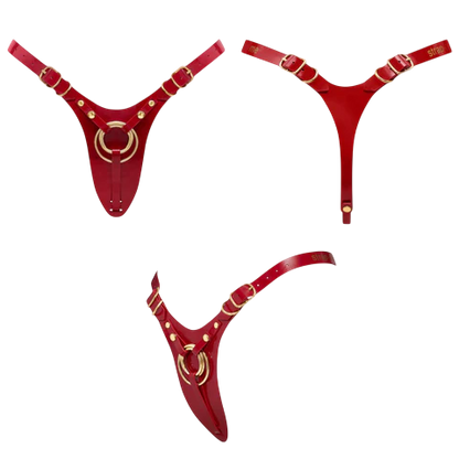 LEATHERETTE HARNESS FABULOUS - ONE SIZE - RED GLOSSY