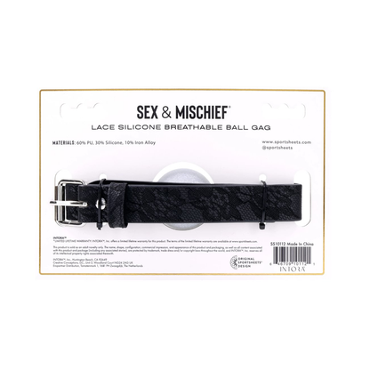 Lace Silicone Breathable Ball Gag - Black