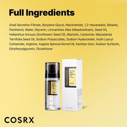COSRX Advanced Snail Radiance Dual Essence – 80 mL / 2.7 fl. oz | Brightening & Hydrating Korean Skincare