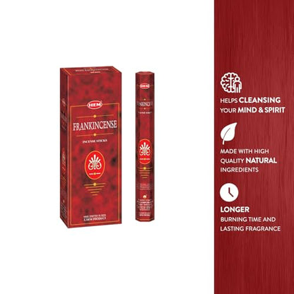 Frankincense - Box of Six 20 Sticks Tubes, 120 Sticks Total - HEM Incense from India