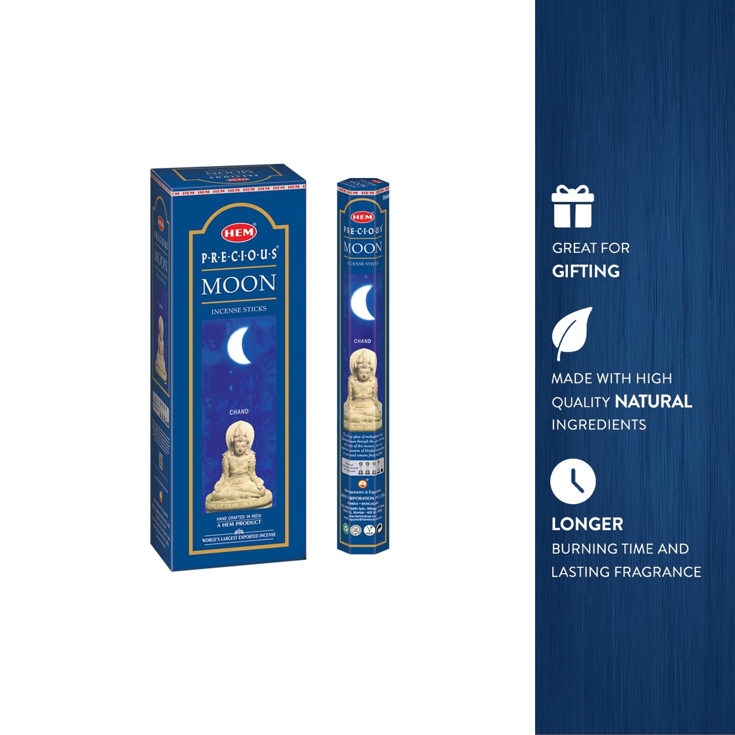 HEM - The Moon Incense Sticks - Pack of 6-120 Count - 301g