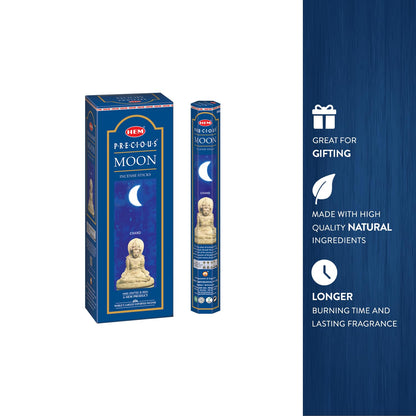 HEM - The Moon Incense Sticks - Pack of 6-120 Count - 301g