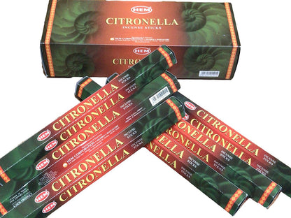 Citronella - Box of Six 20 Stick Tubes - HEM Incense