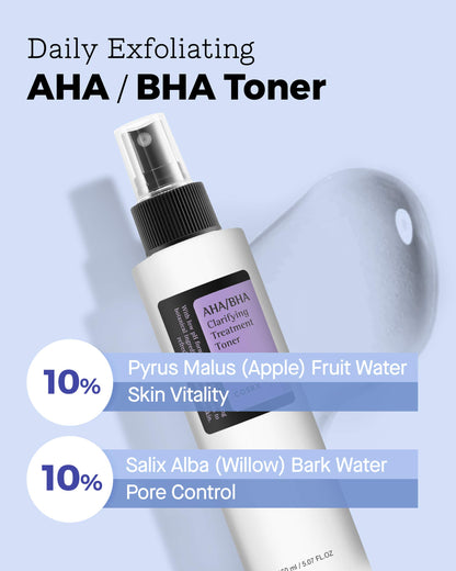 COSRX AHA/BHA Clarifying Treatment Toner, 150ml | Exfoliating Facial Spray | Korean Skin Care, Hydrating, Mild Exfoliation, Vegan, Cruelty Free, Paraben Free
