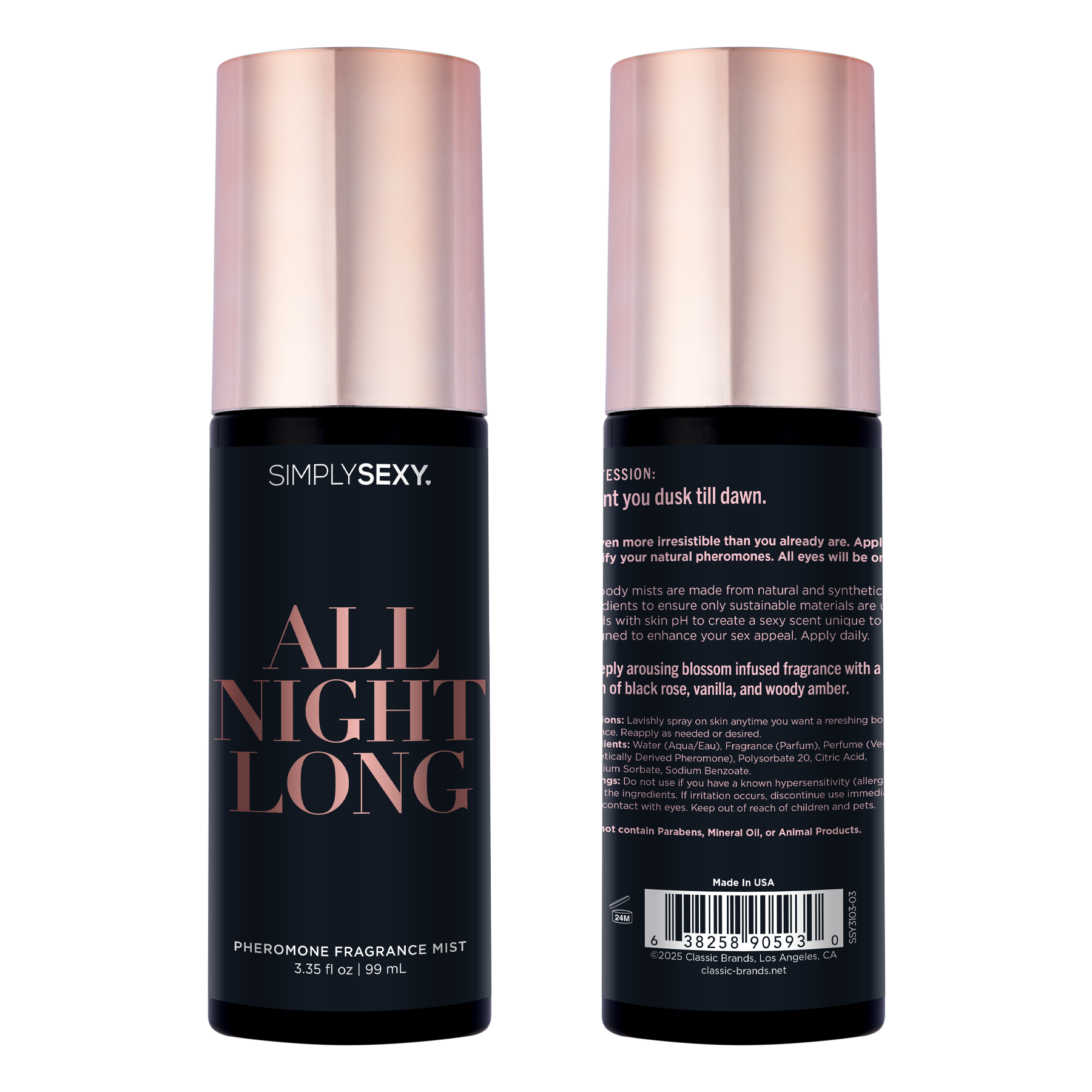 SIMPLY SEXY PHEROMONE BODY MIST - ALL NIGHT LONG - 3.35 floz | 99mL