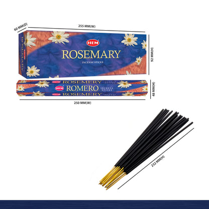 Rosemery (Rosemary) - Box of Six 20 Stick Hex Tubes - HEM Incense Hand Rolled In India